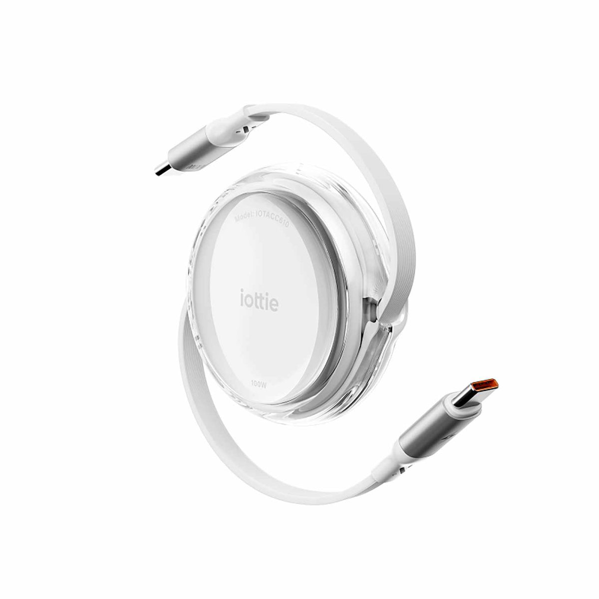 iOttie Retractable Cable 100W USB-C to USB-C (set of 2) 3 ft White