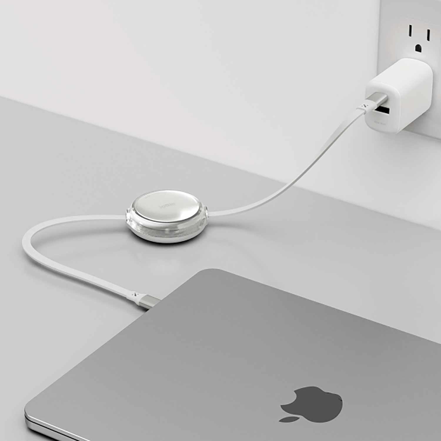 iOttie Retractable Cable 100W USB-C to USB-C (set of 2) 3 ft White