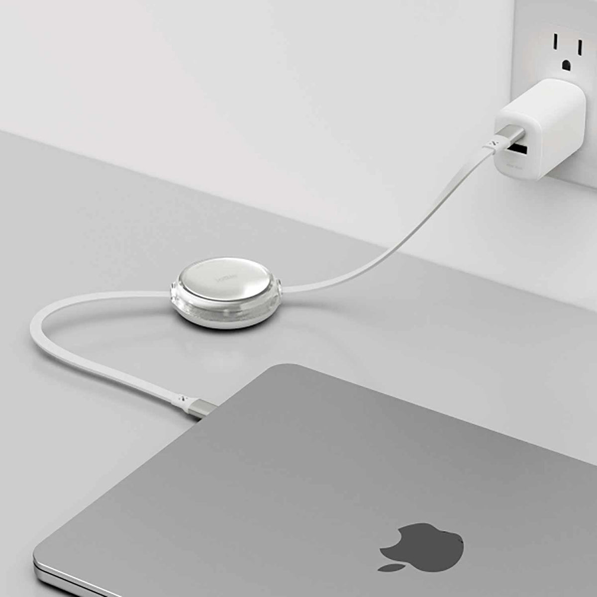 iOttie Retractable Cable 100W USB-C to USB-C (set of 2) 3 ft White