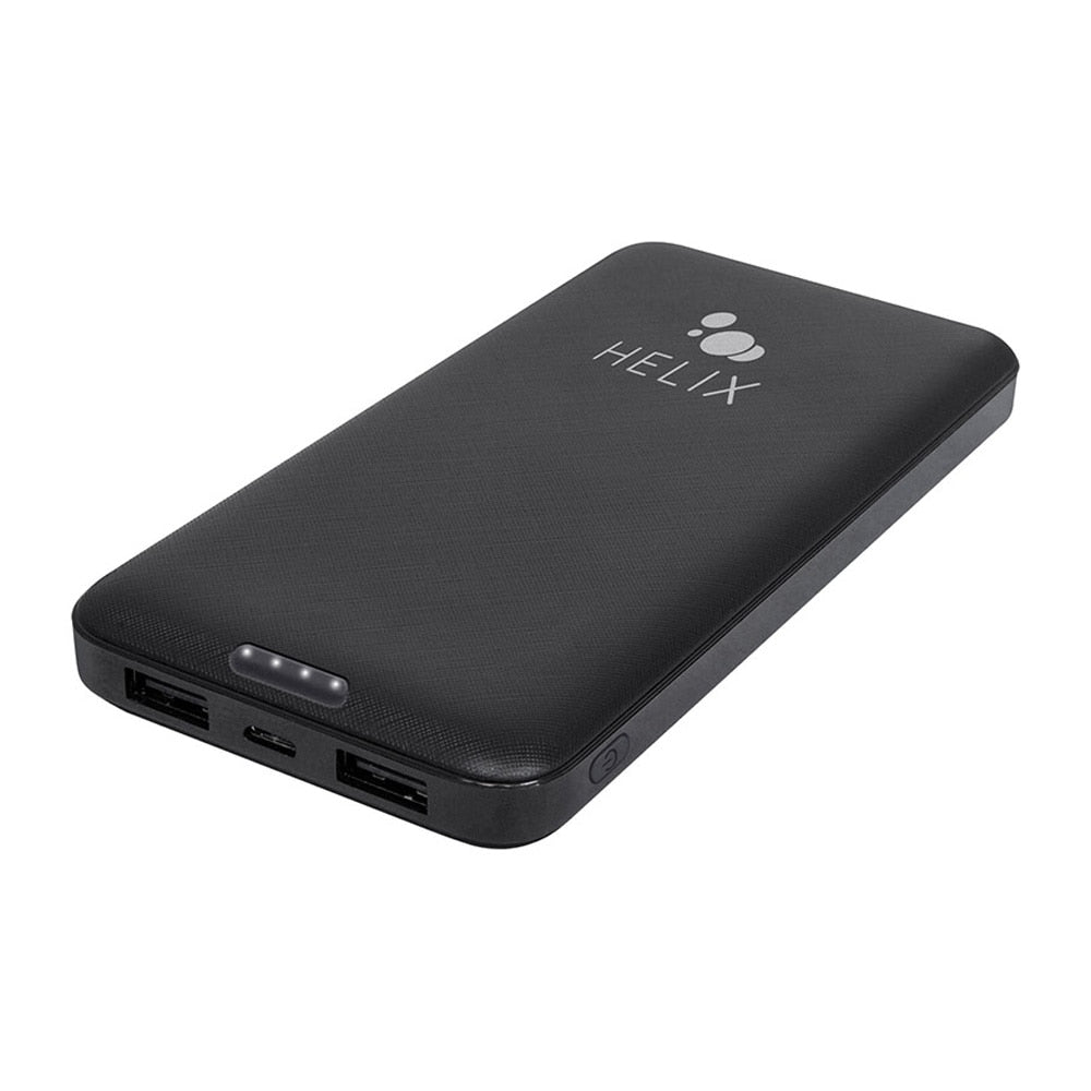 Helix/Retrak Power Bank 10,000 mAh with USB-C and Dual USB-A Ports Black
