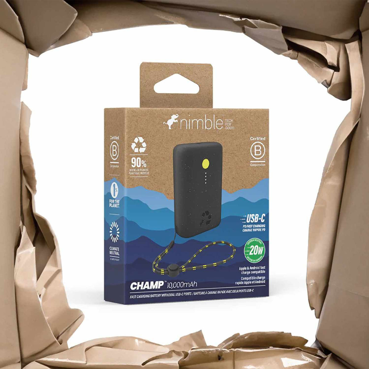 Nimble Champ PD Battery 10.000 mAh 20W 2-Ports USB-C Midnight Black