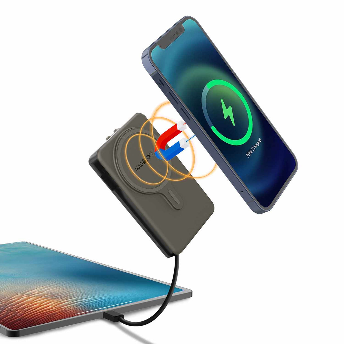 myCharge Maglock Hub All-In-One Wireless Power Bank 5,000 mAh Black