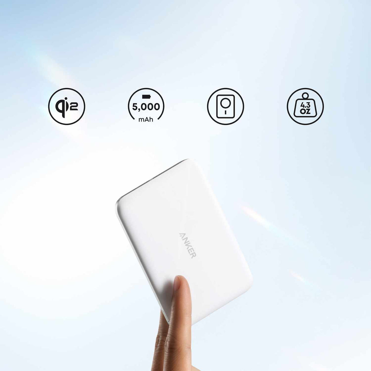 Anker Nano Slim Qi2 Wireless Power Bank 5,000 mAh 15W White