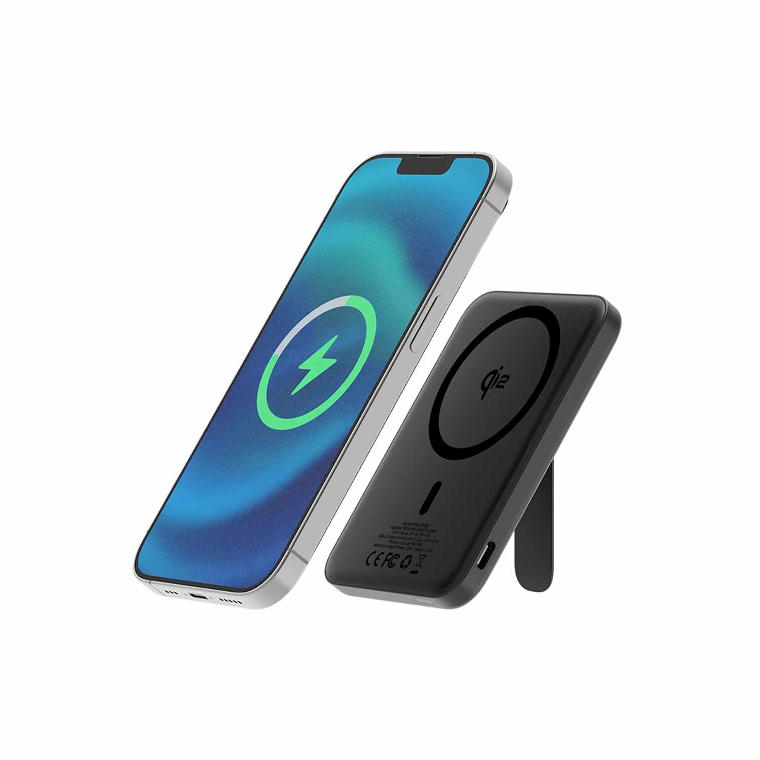 Blu Element Qi2 Slim Wireless Power Bank with Kickstand 5K Black