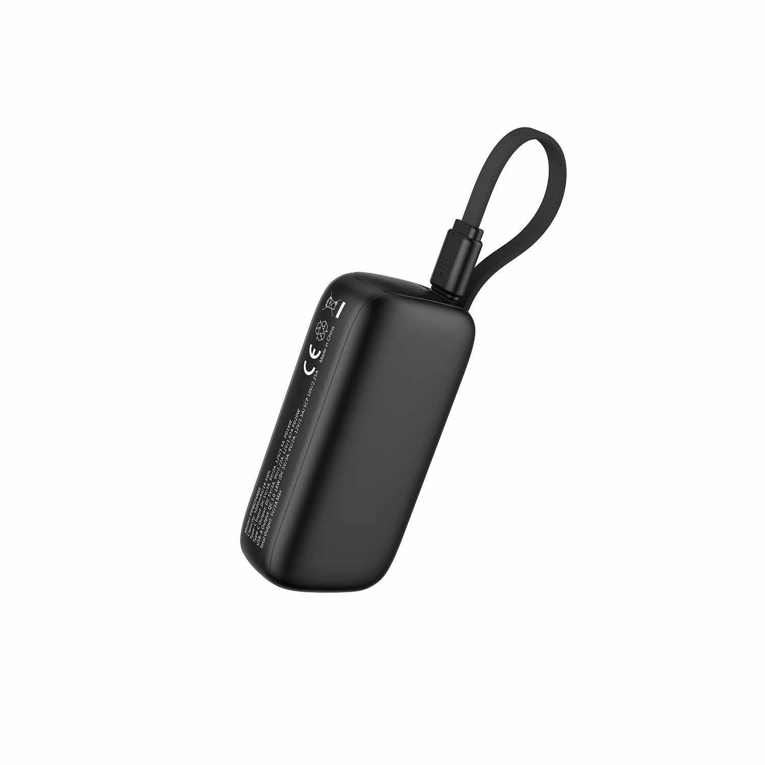 Blu Element PowerFlex 5,000 mAh 20W PD Power Bank with Built-In USB-C Cable Black