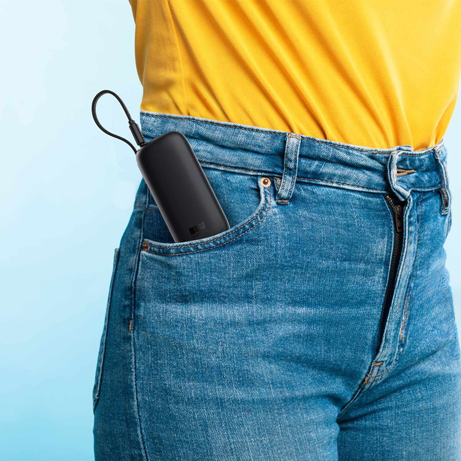 Blu Element PowerFlex 5,000 mAh 20W PD Power Bank with Built-In USB-C Cable Black