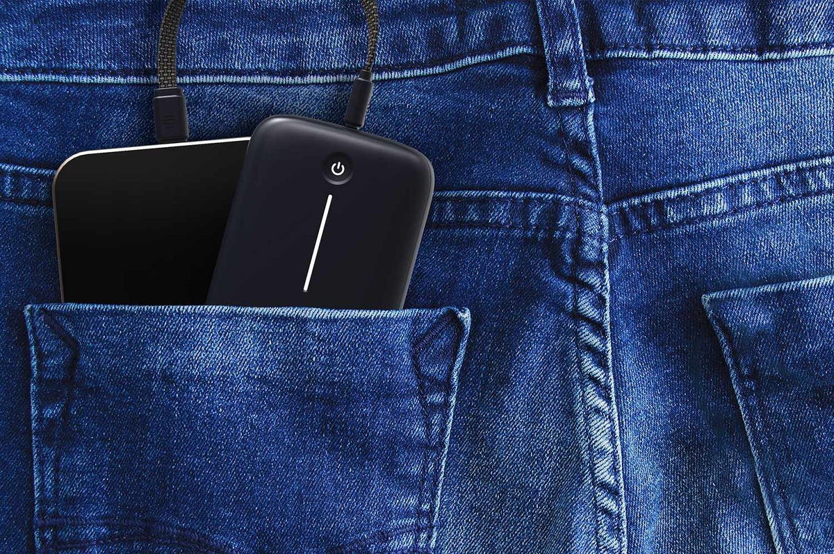 Blu Element PowerFlex 10,000 mAh 20W PD Power Bank with Built-In USB-C Cable Black