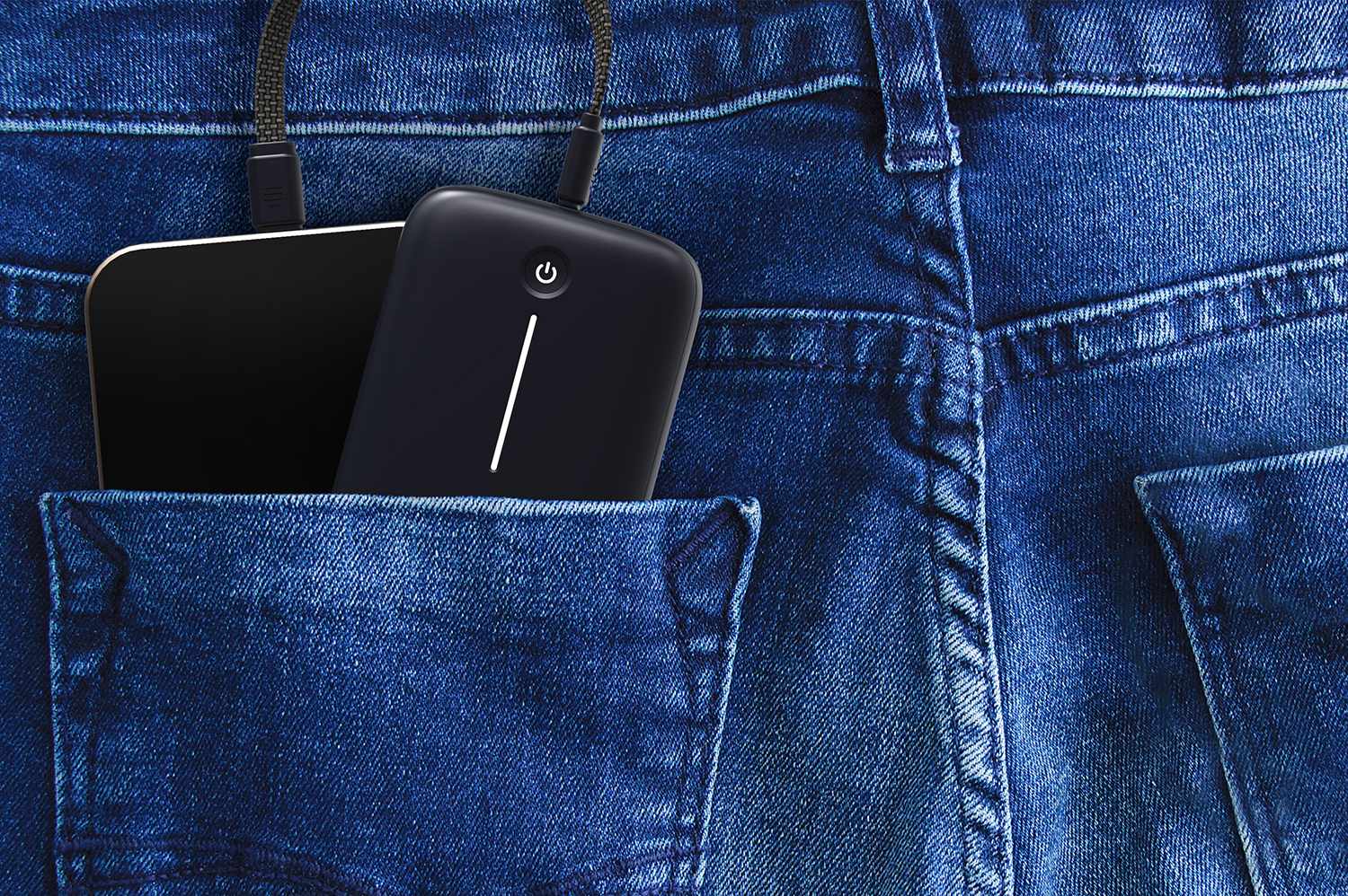 Blu Element PowerFlex 10,000 mAh 20W PD Power Bank with Built-In USB-C Cable Black