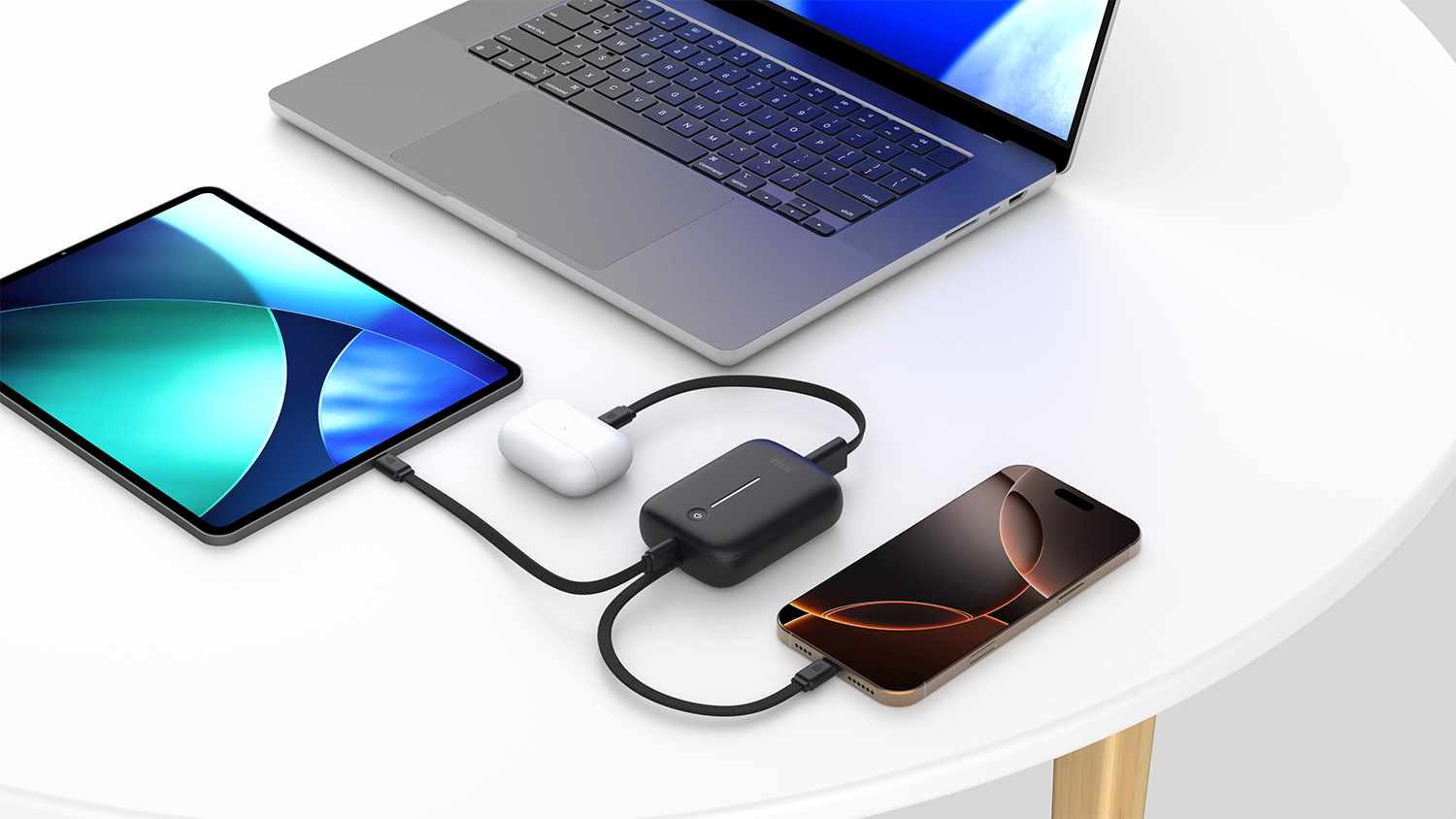 Blu Element PowerFlex 10,000 mAh 20W PD Power Bank with Built-In USB-C Cable Black