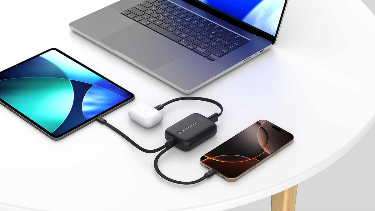 Blu Element PowerFlex 10,000 mAh 20W PD Power Bank with Built-In USB-C Cable Black