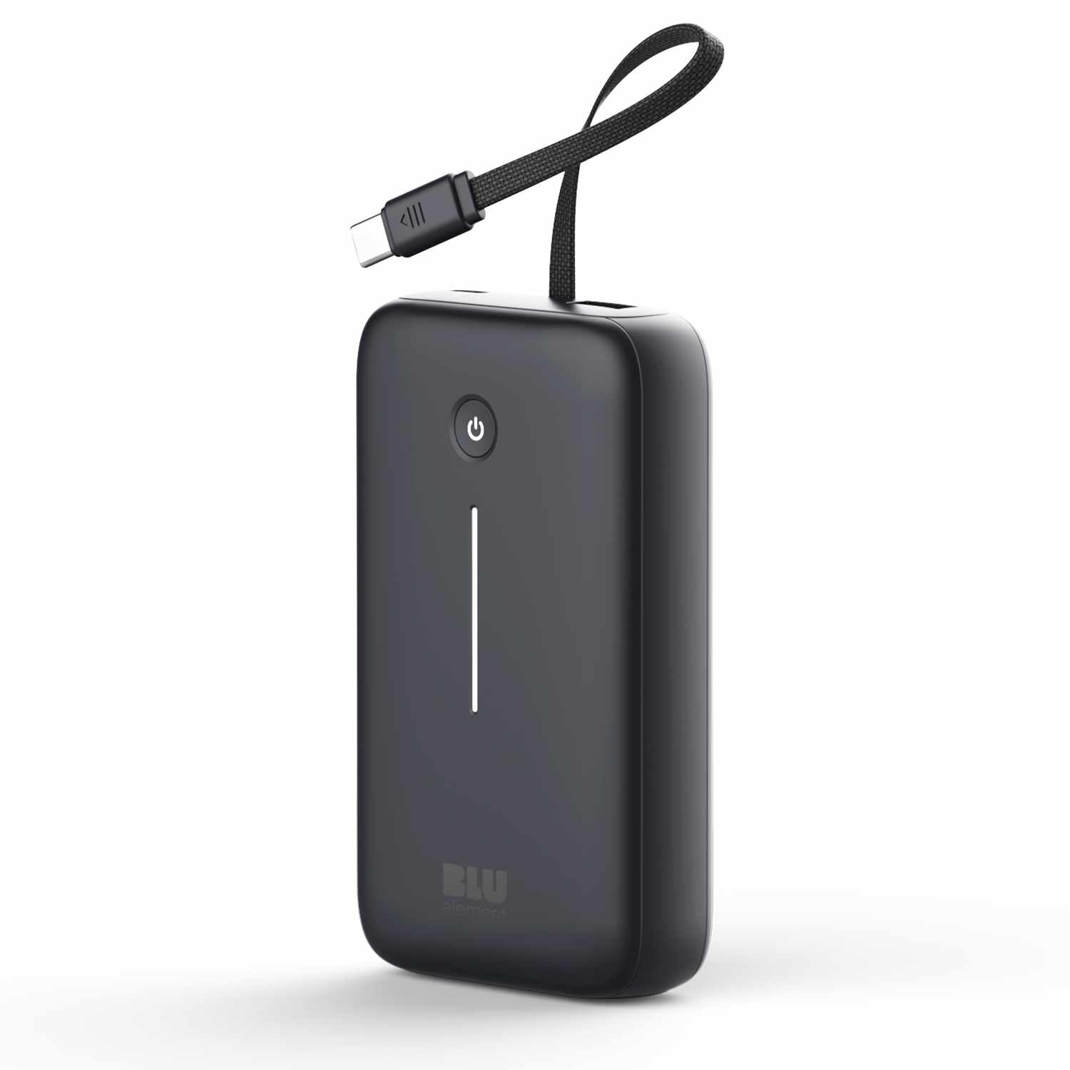 Blu Element PowerFlex 20,000 mAh 30W PD Power Bank with Built-In USB-C Cable Black