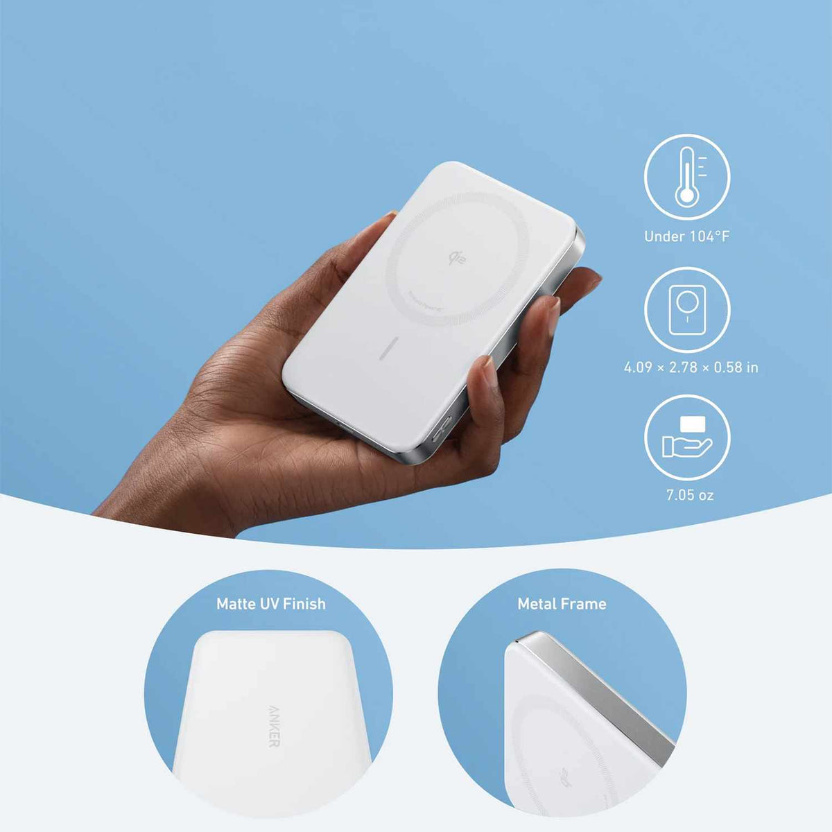 Anker MagGo Magnetic Qi2 15W Power Bank 10,000 mAh White