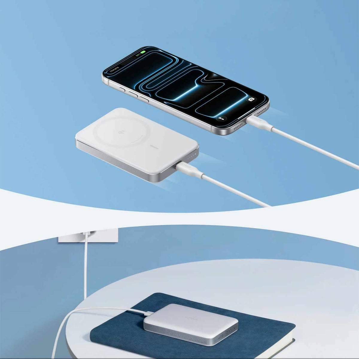 Anker MagGo Magnetic Qi2 15W Power Bank 10,000 mAh White