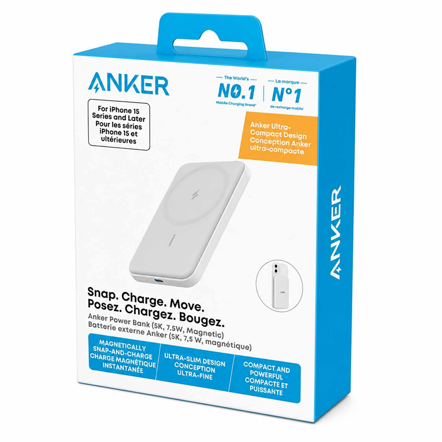 Anker 5,000 mAh 7.5W Magnetic Portable Battery White
