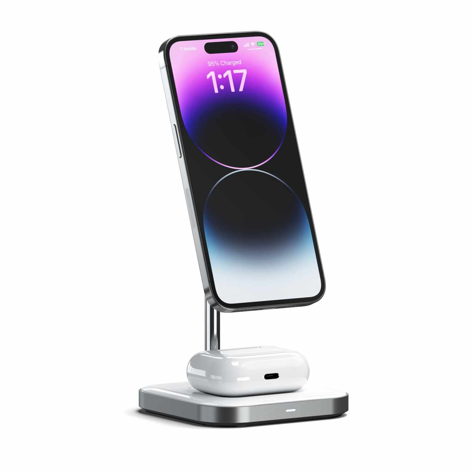 Satechi Qi Aluminum 2-in-1 Magnetic Wireless Charging Stand Space Gray Grey
