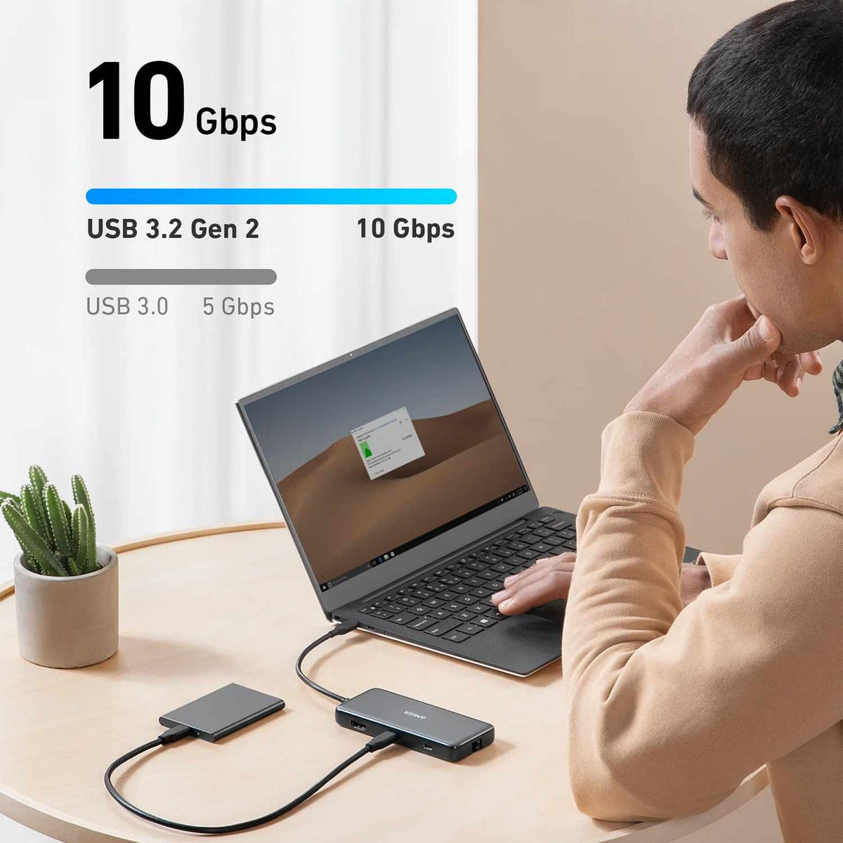 Anker 8-in-1 Multiport Ethernet Adapter with 4K 60Hz HDMI Port/85W PD 10Gbps USB-C and 2-A Data Ports/microSD SD Card Reader Gray