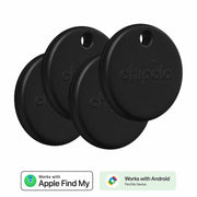 Chipolo POP 4 Pack Tracking Tag (Works with Googleâ€™s Find My Device or Apple Find My) Black