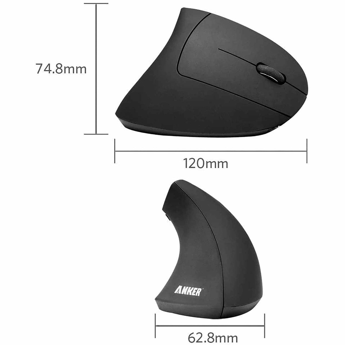 Anker 2.4 GHz Wireless Vertical Ergonomic Optical Mouse Black