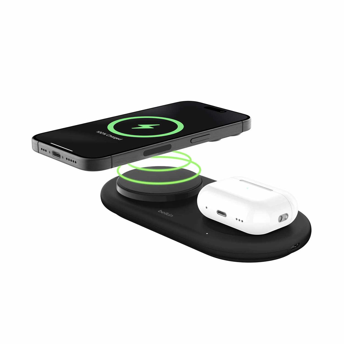 Belkin BoostCharge Qi2 2-in-1 Charging Pad 5W with USB-C Port Black