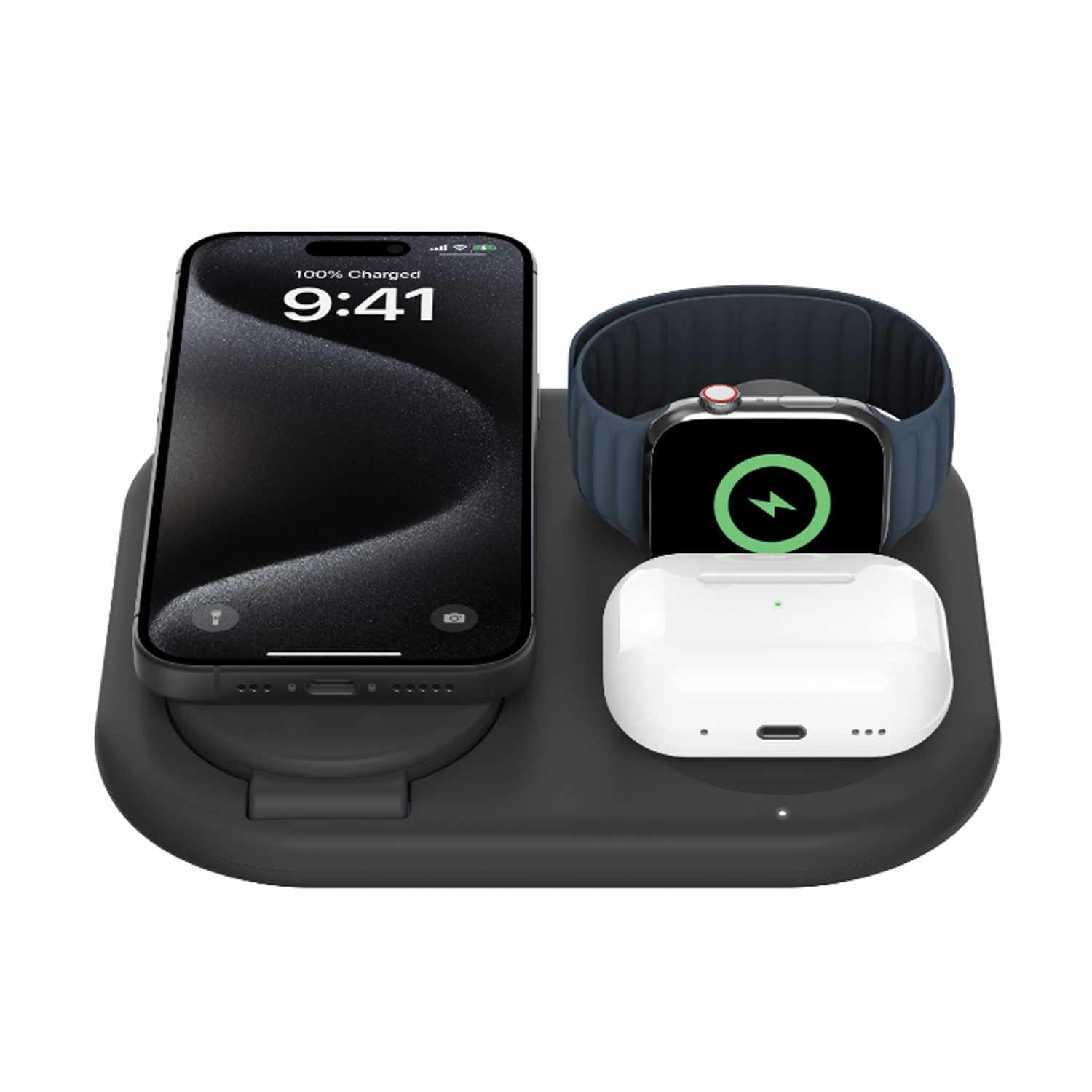 Belkin BoostCharge Qi2 3-in-1 Wireless Charging Stand 15W Black