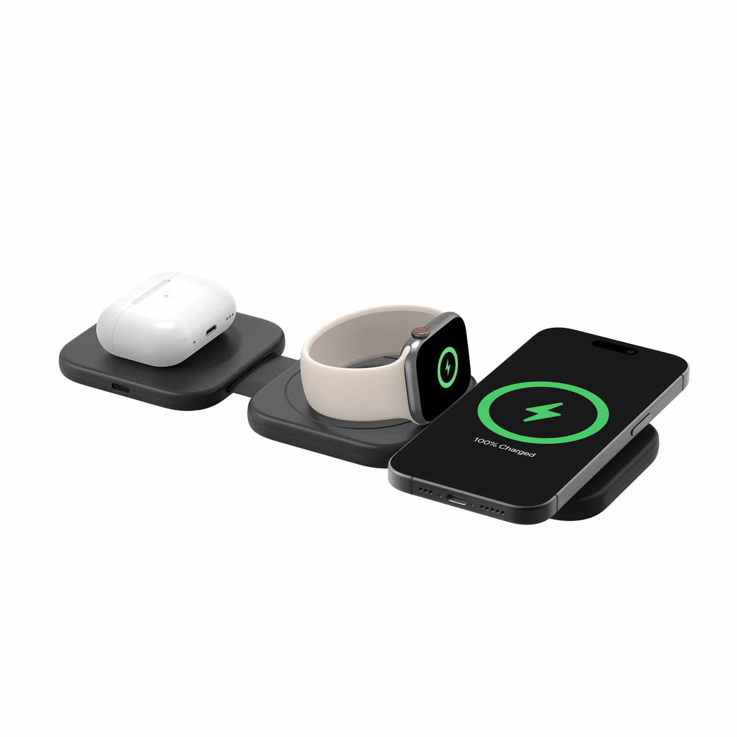 Blu Element Belkin BoostCharge Pro Qi2 3-in-1 Travel Wireless Charging Pad 15W Black