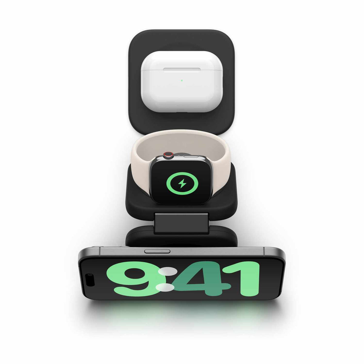 Blu Element Belkin BoostCharge Pro Qi2 3-in-1 Travel Wireless Charging Pad 15W Black