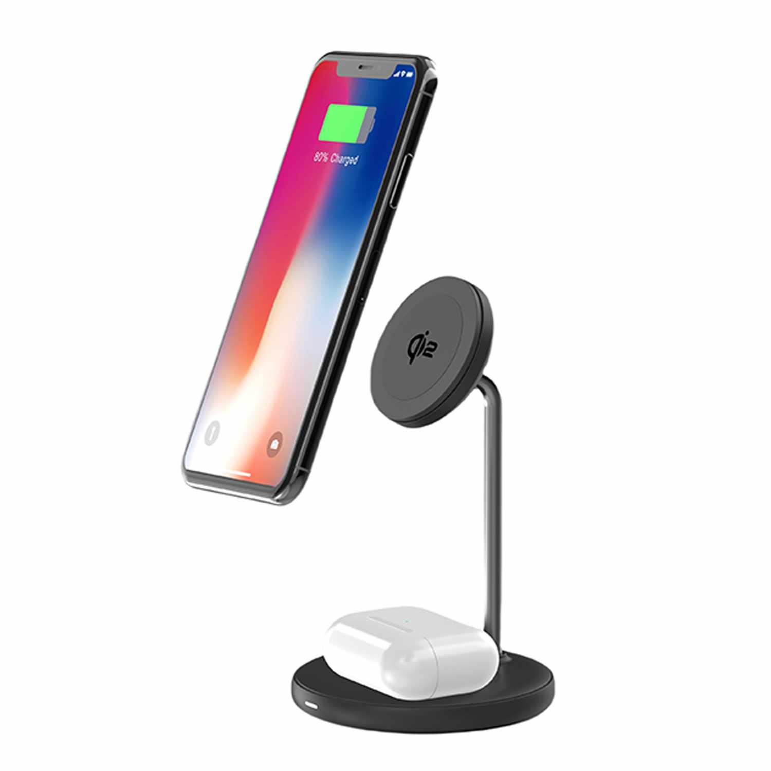 Blu Element BEWCQi22in1 Qi2 2-in-1 Wireless Charging Stand 15W MagSafe-Compatible Black