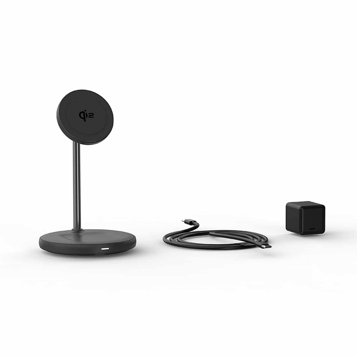 Blu Element BEWCQi22in1 Qi2 2-in-1 Wireless Charging Stand 15W MagSafe-Compatible Black
