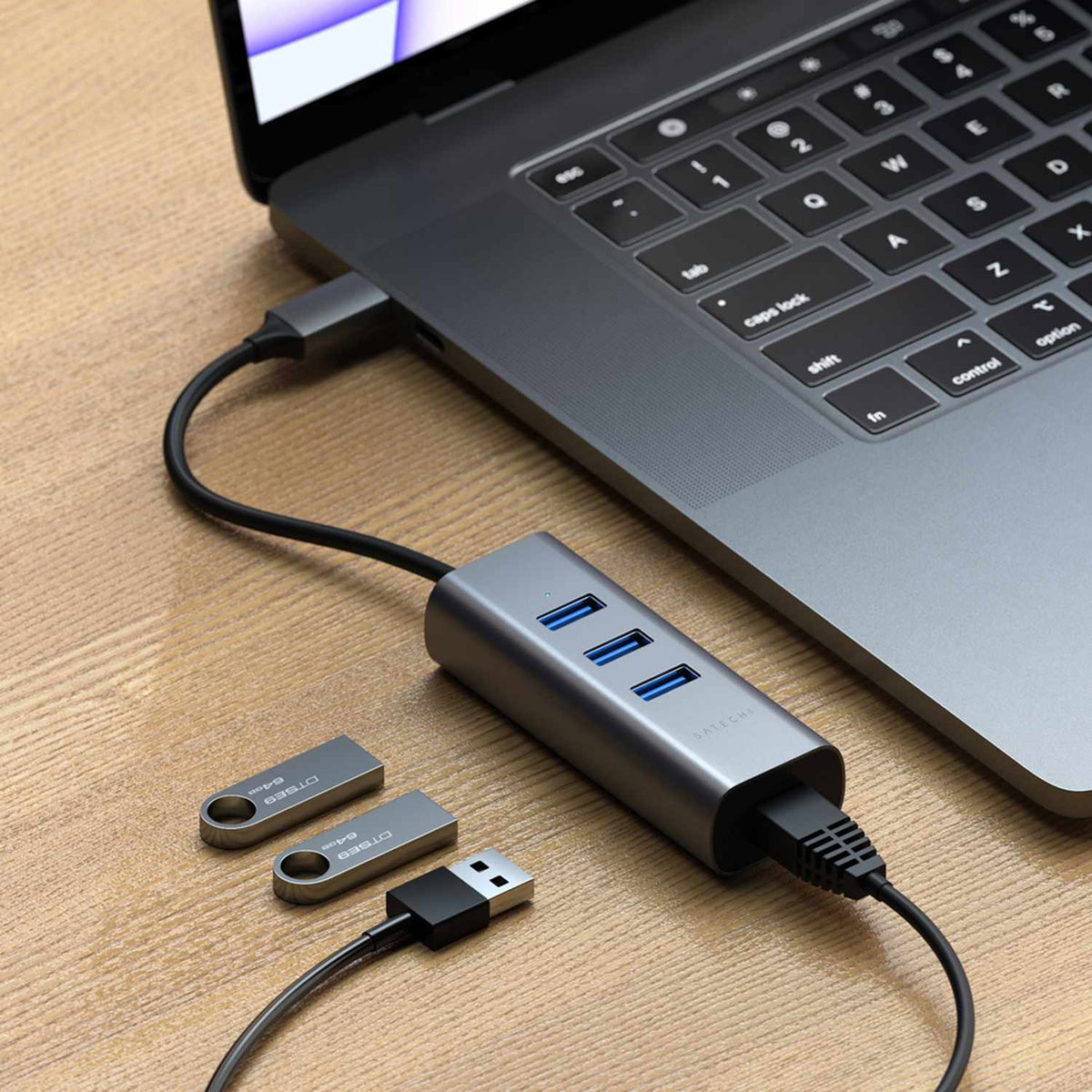 Satechi USB-C 2-in-1 Hub with Ethernet Space Gray Grey