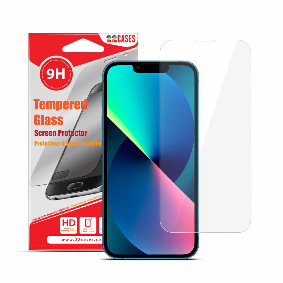 22 Cases Tempered Glass Screen Protector for iPhone 13, iPhone 14, iPhone 16e
