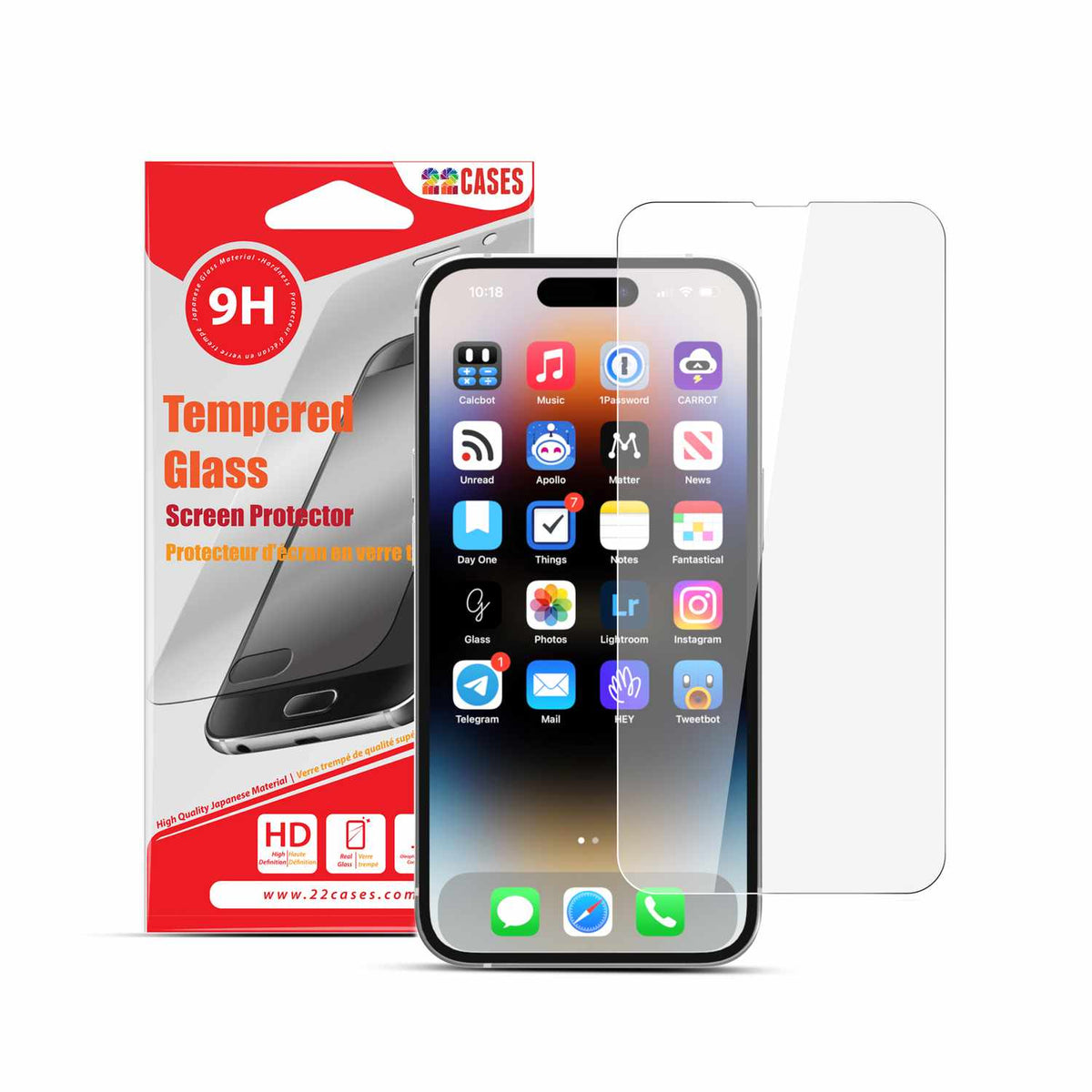 22 Cases Tempered Glass Screen Protector for iPhone 15 Pro