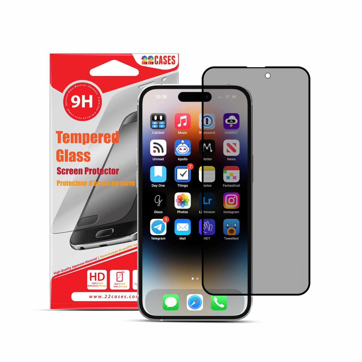 22 Cases Privacy Tempered Glass Screen Protector for iPhone 15