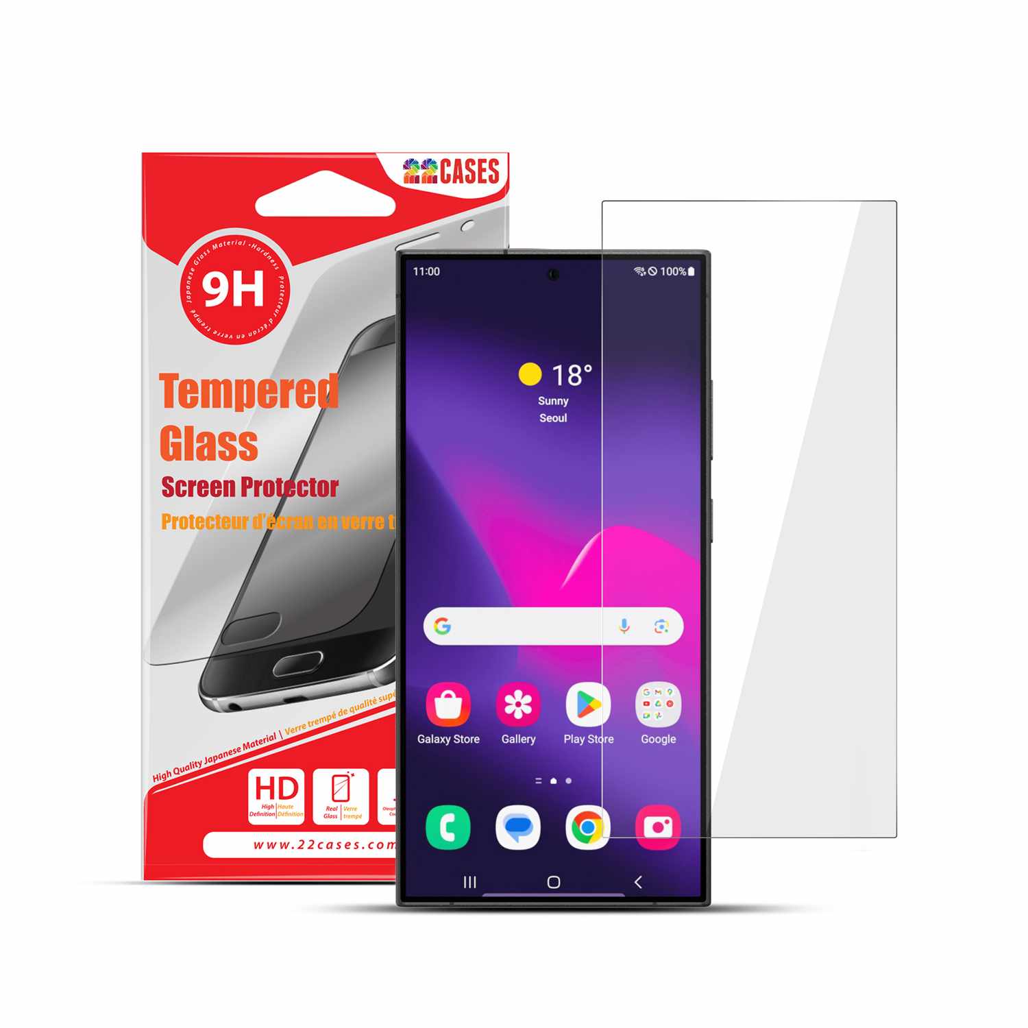 22 Cases Tempered Glass Screen Protector for Galaxy S24 Ultra