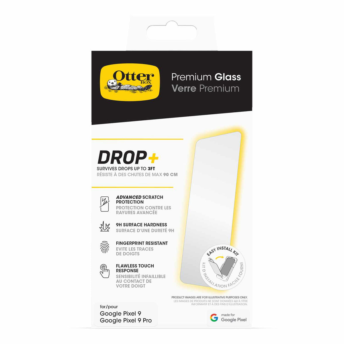 OtterBox Tempered Glass Screen Protector for Pixel 9, Pixel 9 Pro