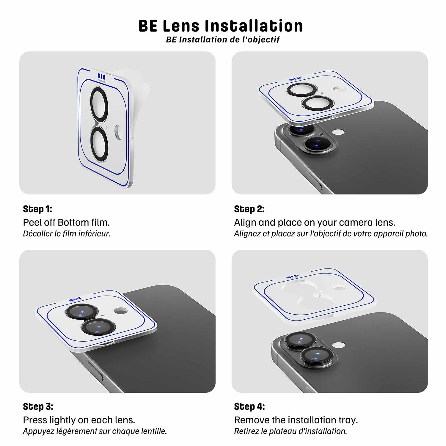 Blu Element Lens Protector for iPhone 16e, iPhone 17e Black