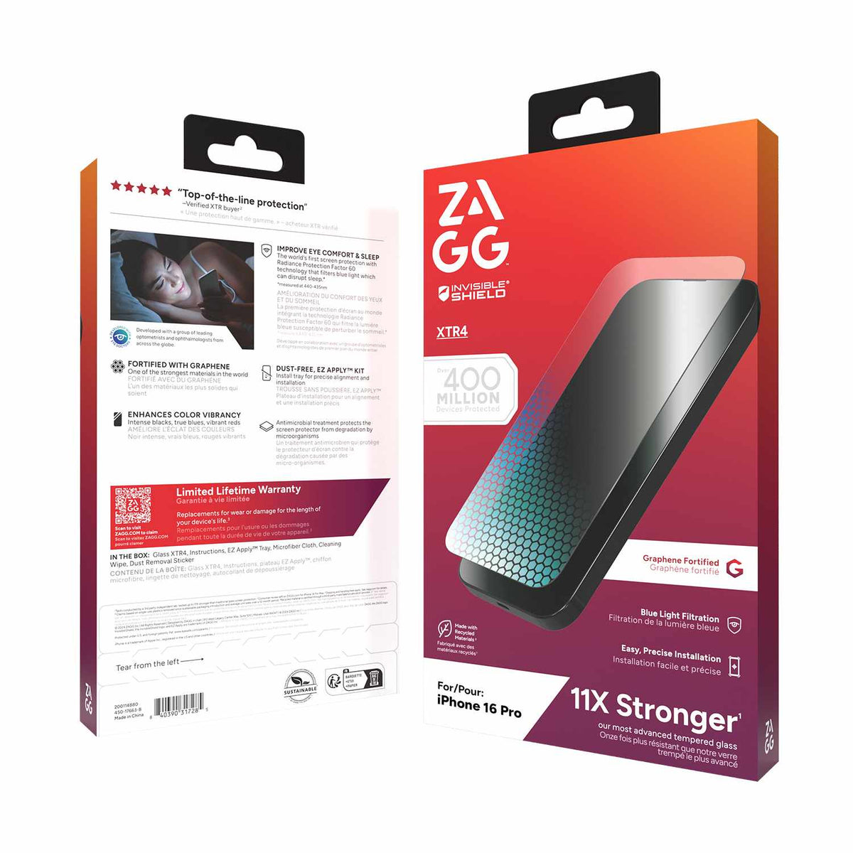 ZAGG InvisibleShield Glass XTR4 Blue Light Screen Protector for iPhone 16 Pro