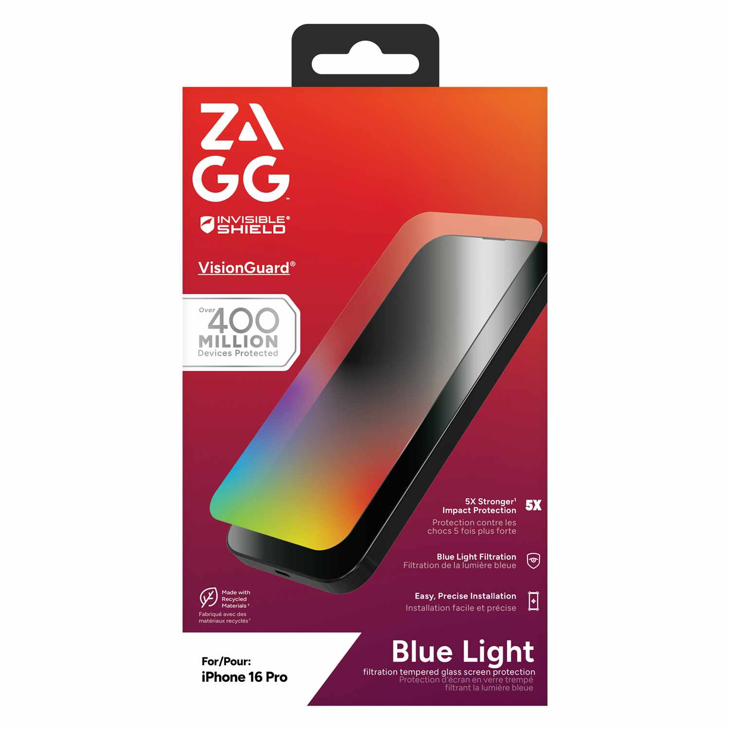 ZAGG InvisibleShield Glass Elite VisionGuard Screen Protector for iPhone 16 Pro