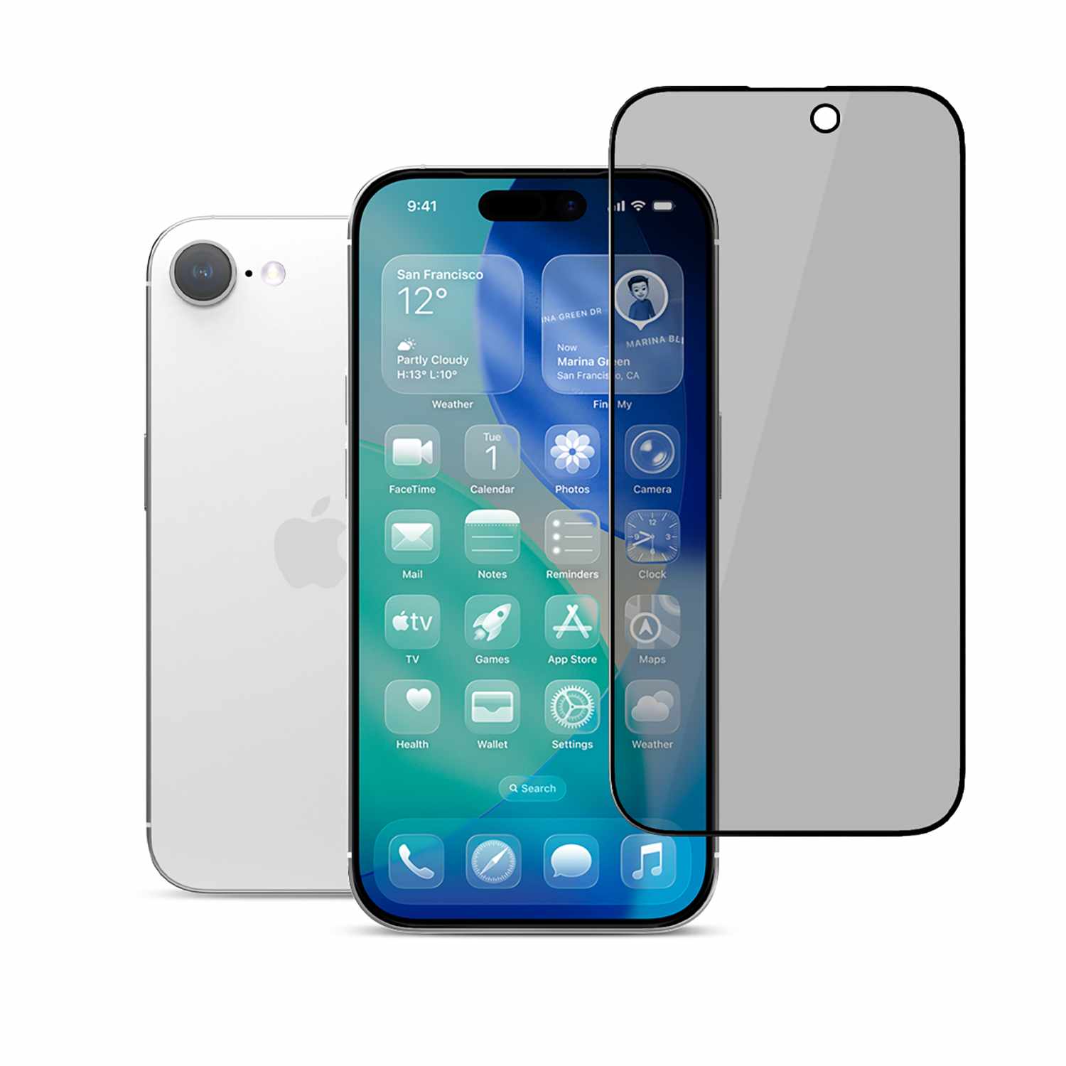 22 Cases Privacy Tempered Glass Screen Protector for iPhone 16e, iPhone 17e