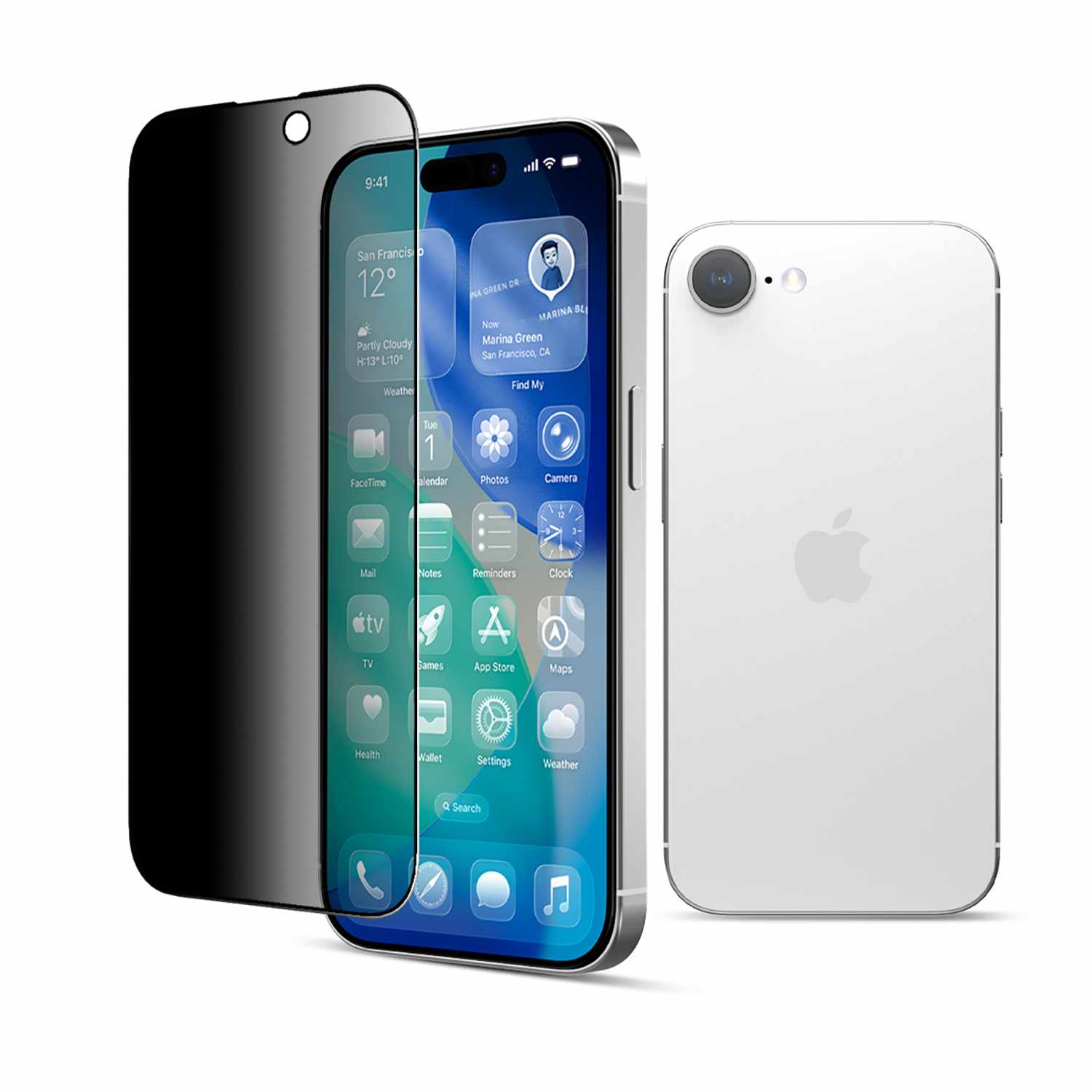 22 Cases Privacy Tempered Glass Screen Protector for iPhone 16e, iPhone 17e