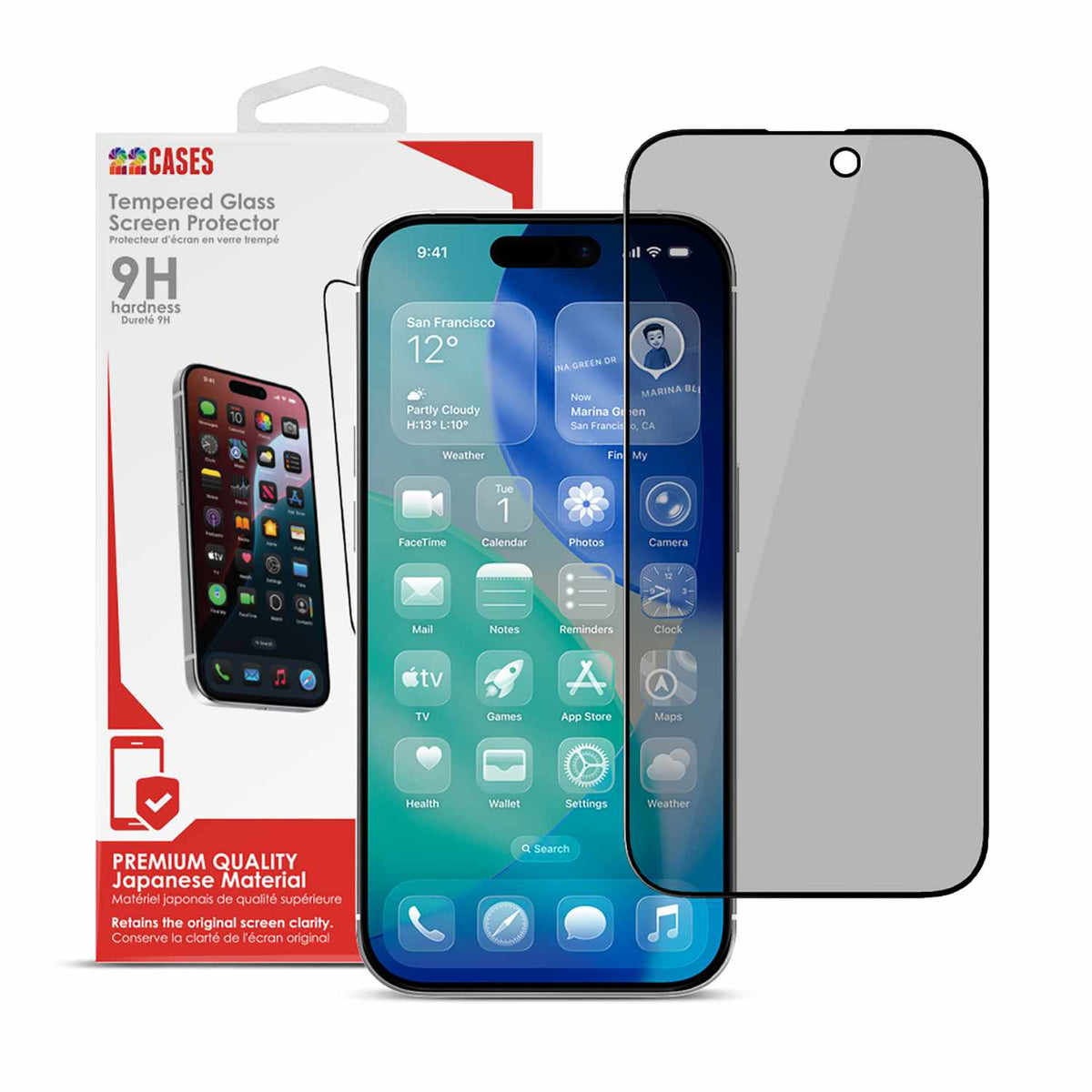 22 Cases Privacy Tempered Glass Screen Protector for iPhone 16e, iPhone 17e