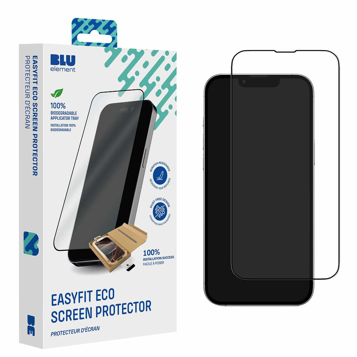 Blu Element EasyFit Eco Screen Protector for iPhone 17e, iPhone 16e, iPhone 14, iPhone 13 Pro, iPhone 13