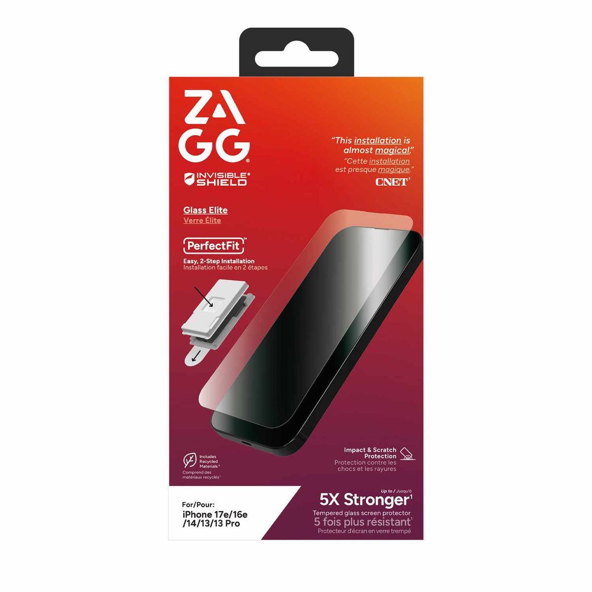 ZAGG InvisibleShield Glass Elite Screen Protector for iPhone 17e, iPhone 16e, iPhone 14, iPhone 13 Pro, iPhone 13