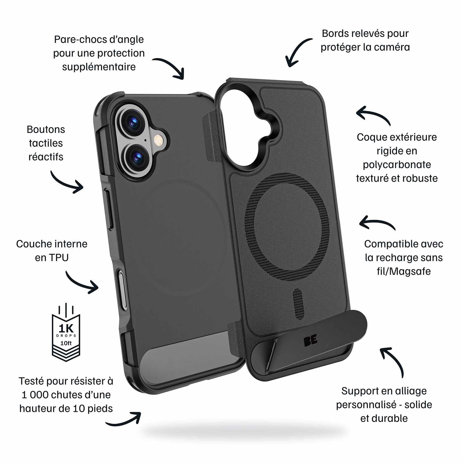 Blu Element Armour Ultra MagSafe with Kickstand Case Black for iPhone 17