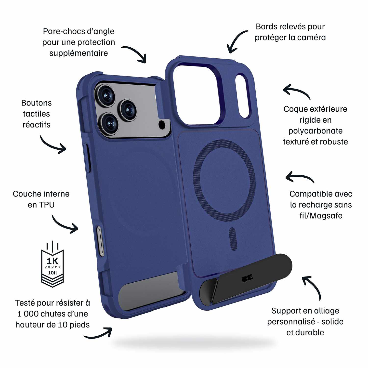 Blu Element Armour Ultra MagSafe with Kickstand Case Navy for iPhone 17 Pro Max