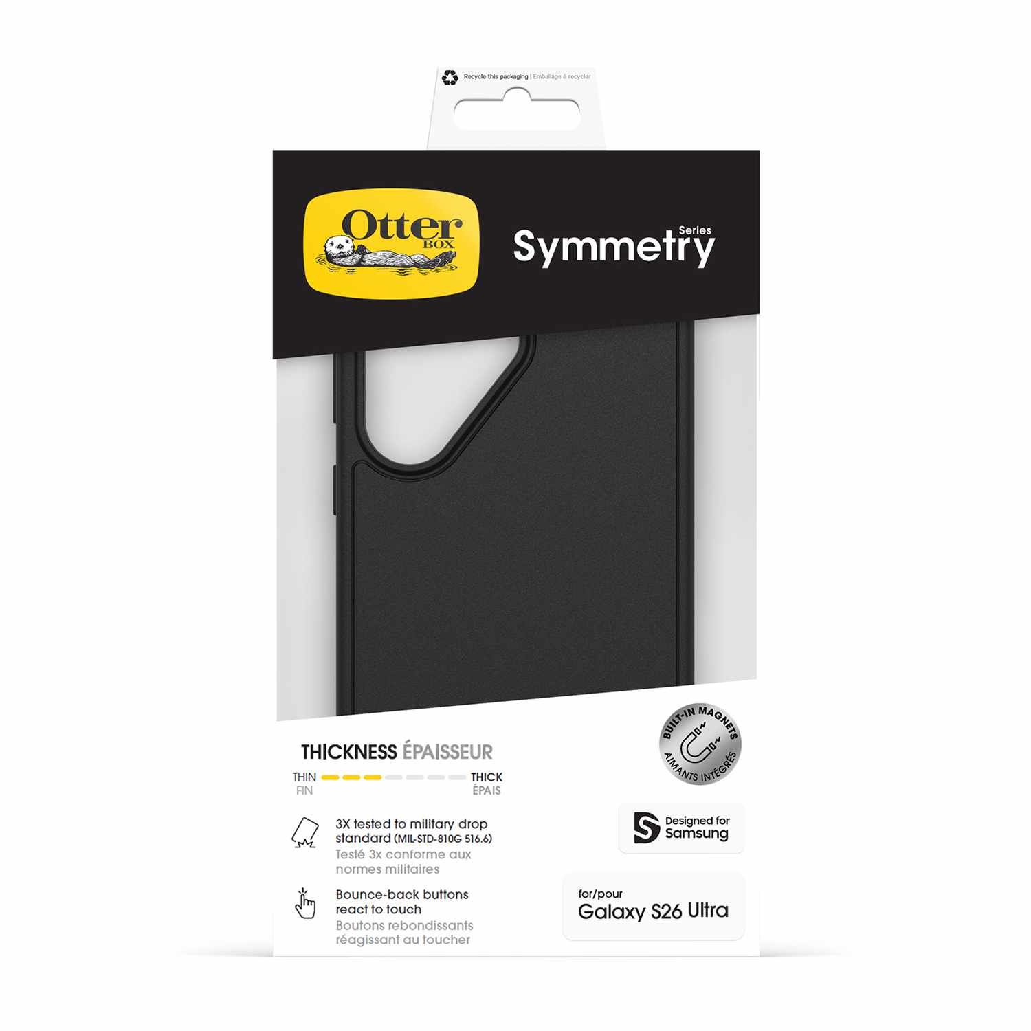 OtterBox Symmetry Case with Magnets Black for Galaxy S26 Ultra
