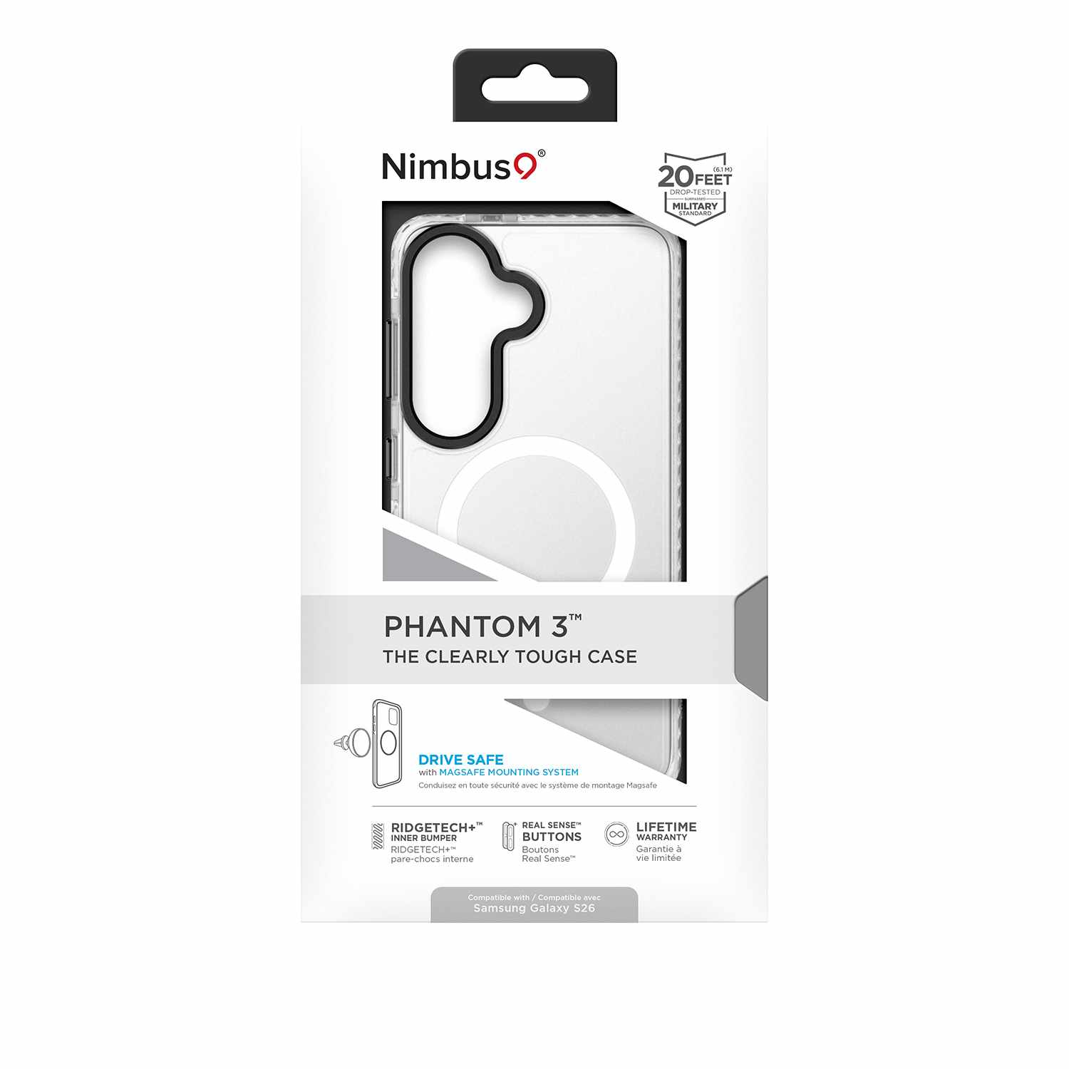 Nimbus9 Phantom 3 Case with Magnets Clear for Galaxy S26