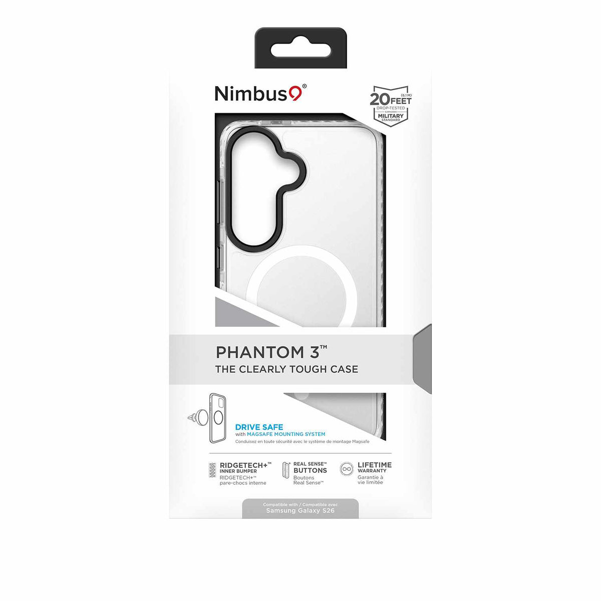 Nimbus9 Phantom 3 Case with Magnets Clear for Galaxy S26