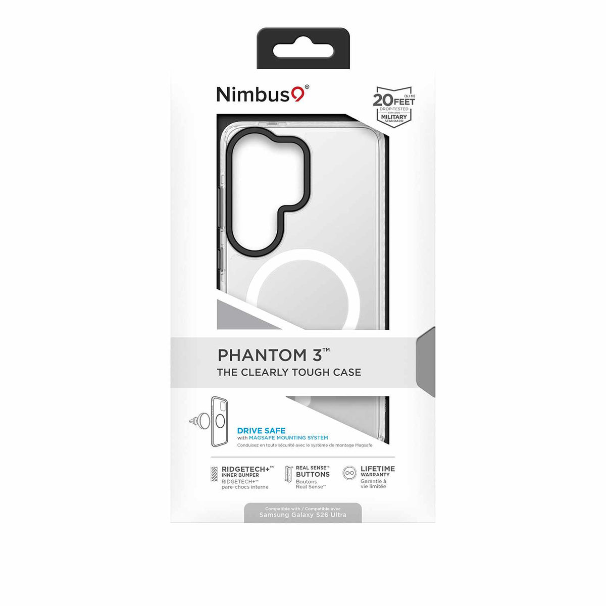 Nimbus9 Phantom 3 Case with Magnets Clear for Galaxy S26 Ultra