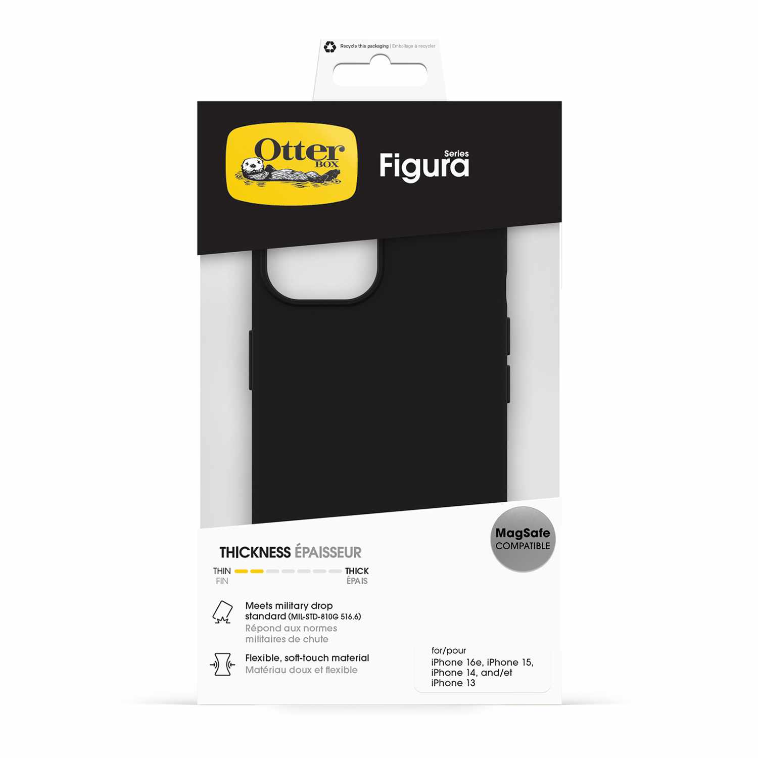 OtterBox Figura Case Black for iPhone 17e, iPhone 16e, iPhone 15, iPhone 14, iPhone 13