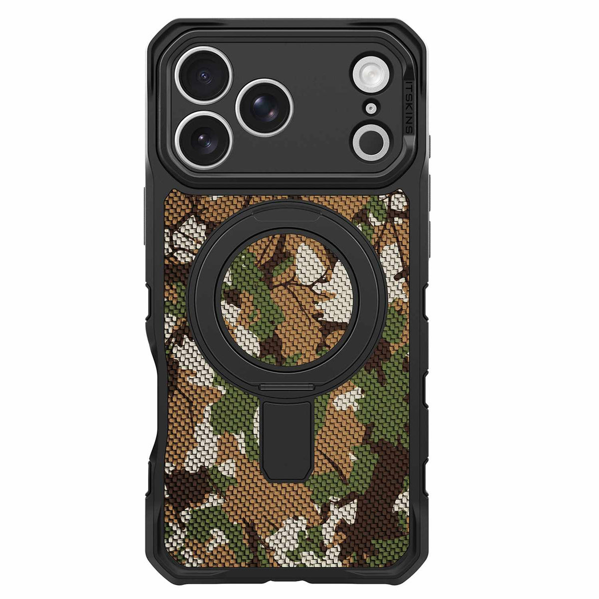 ITSKINS Supreme_R Stand Nylon MagSafe Case Camouflage Green for iPhone 17 Pro Max